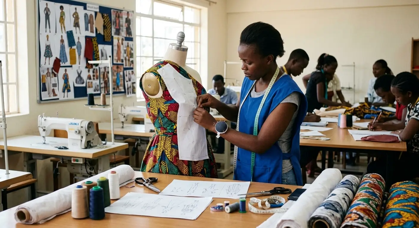 DMKTTI students learning fashion design and garment making in Embu